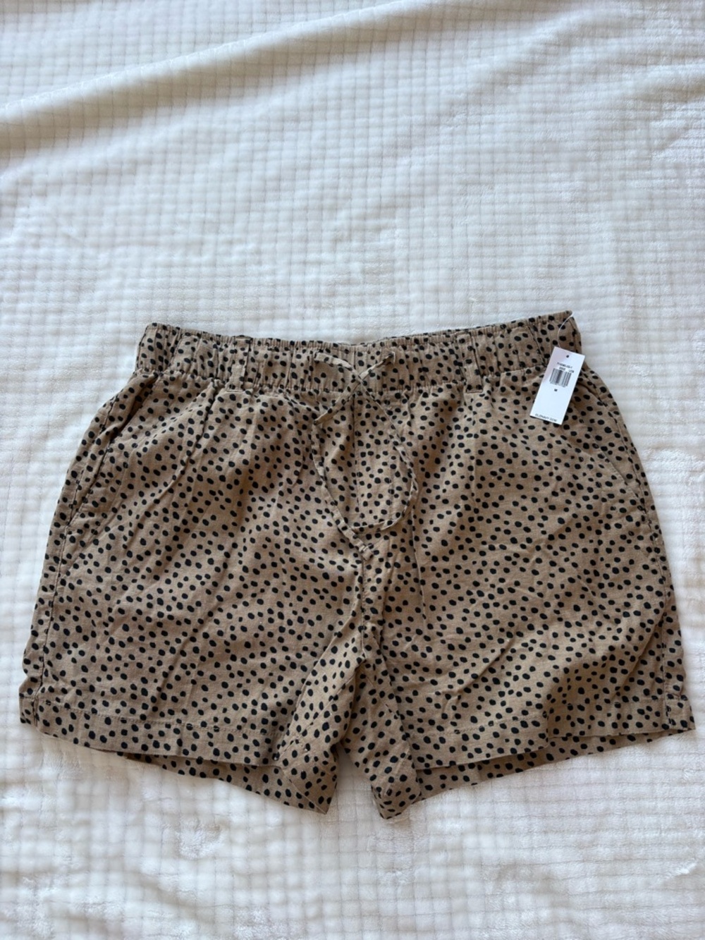 Old Navy Tan Shorts with Black Polka Dots